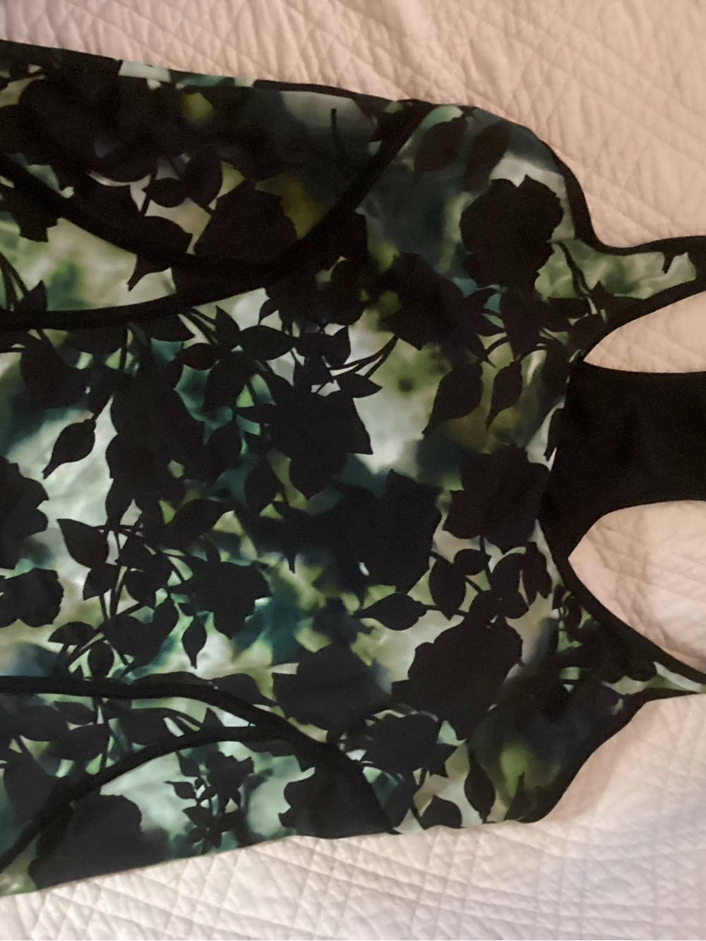 Floral Shadow Print Tank Top in Black and Teal